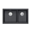 QUADRON | LOGAN 120 | granitowy zlewozmywak kuchenny BLACK DIAMOND + STAL | wymiar: 76 x 45 x 23,5 cm | 2-komorowy wpuszczany | podbudowa szafki od: 80 cm HQL7645U8BSI